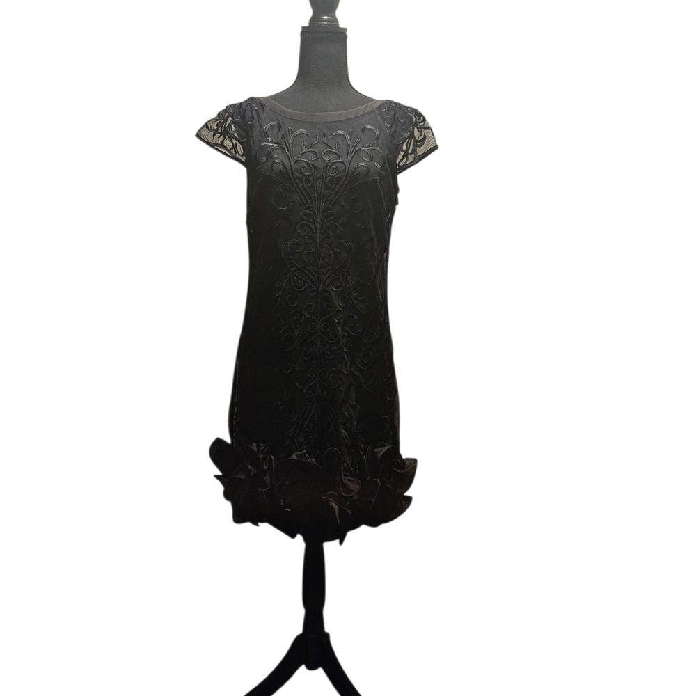 Guess Black Ruffled Sheath Mini Dress